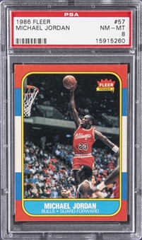 1986-87 Fleer #57 Michael Jordan Rookie Card – PSA NM-MT 8